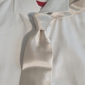 Donna Karan Formal Tuxedo Raw Silk Tie, White